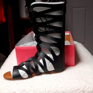 Little Big Girl Gladiator Sandals In Black